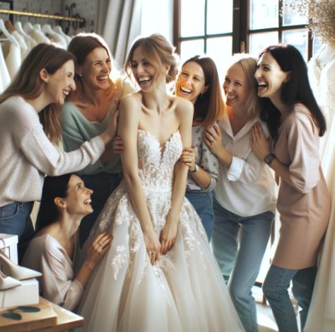 happy bridal fitting